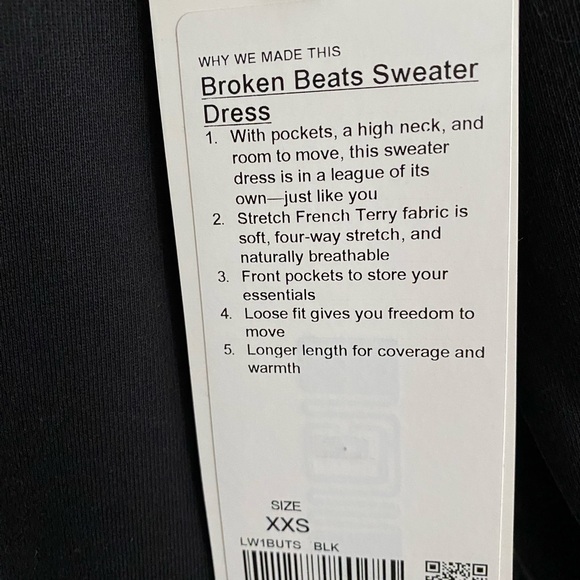 Lululemon Broken Beats Sweater Dress in Black Size XXS new with tags 🏷️ - Picture 5 of 9